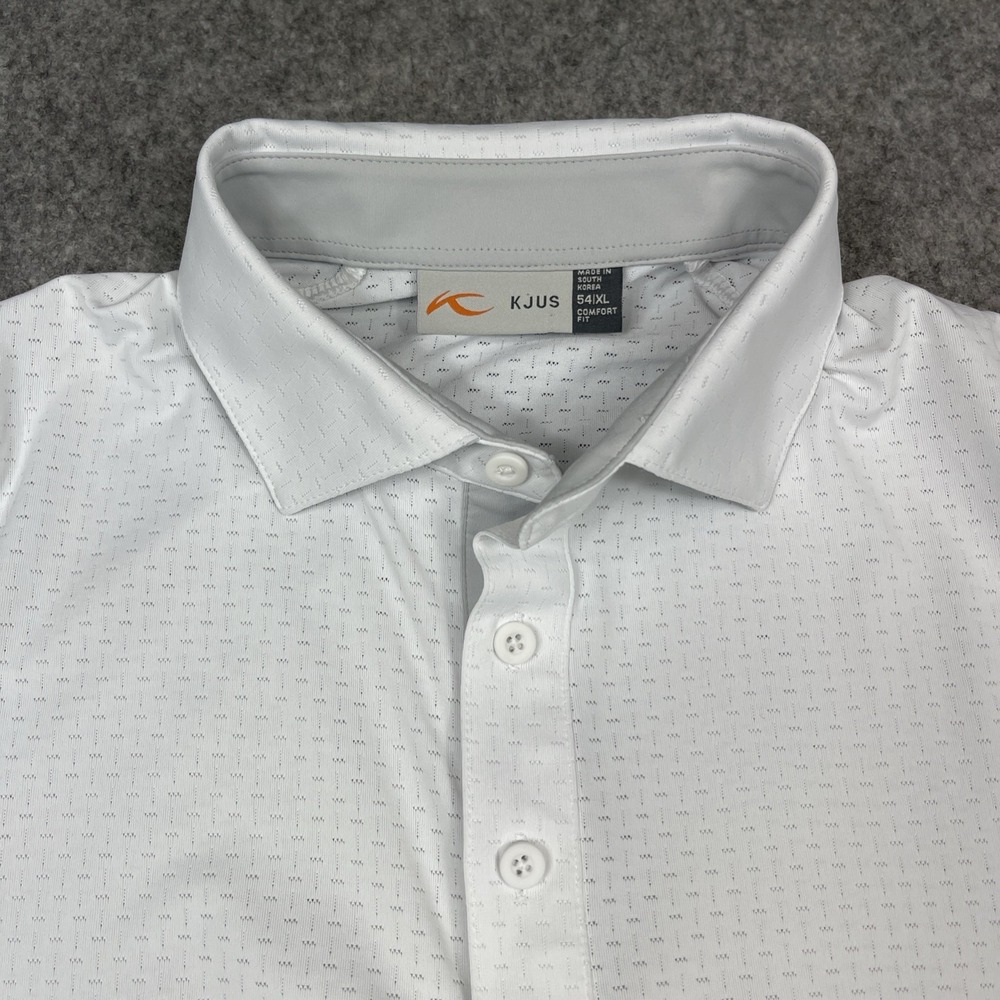 KJUS Polo Shirt Mens XL White Mesh Golf Athletic Tennis Breathable Lightweight